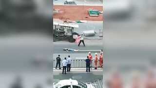A Woman Jumps Off A Bridge And Lands On A Patsy Roof