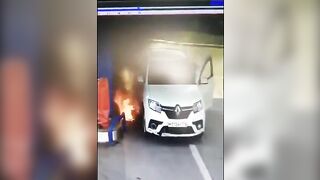 Absolute Idiot Using A Lighter At A Gas Station...