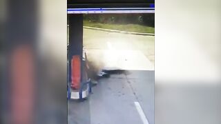 Absolute Idiot Using A Lighter At A Gas Station...