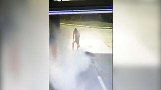 Absolute Idiot Using A Lighter At A Gas Station...