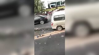 Dude Flew Into The Windshield Of A Car. Aftermath 