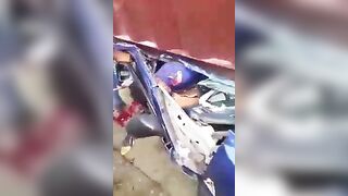 Witnesses Try To Rescue Driver From Crushed Car
