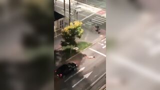 Homeless Woman Hit By Car Lying On Street