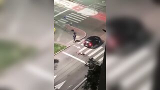 Homeless Woman Hit By Car Lying On Street