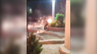 Iranian Police Officers Set On Fire Amid Massive Riots.