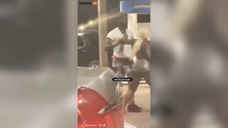 NSFW Girl Smashes Bottle Against Car Window, Then Grabs Gun