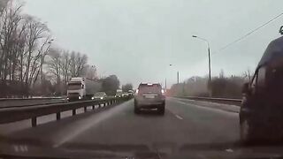 Two Trucks Collide On Highway, Completely Paralyzed