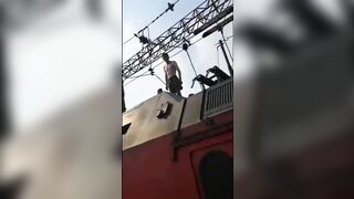 This Idiot Was Hanging On The Wire For A Long Time