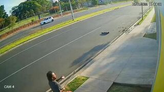 Idiot With Sickle In Hand Tries To Attack Police