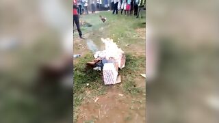 Thief Tied Up, Doused With Fuel And Set On Fire 