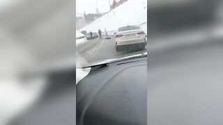 The Woman Jumped Off The Bridge Across The Street. Nizhny Novgorod