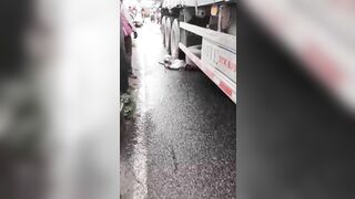 Woman On Motorcycle Is Run Over By Truck 