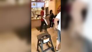 Women Fight In Fast Food Restaurant 