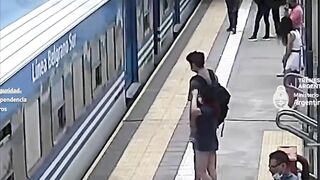 Argentinian Woman Faints On Train Tracks