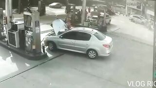 Car Explosion At Brazilian Gas Station Injures Two
