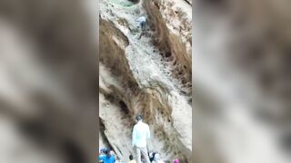 Crowds Watch Tourist Fall From Cliff In Ilam Province, I