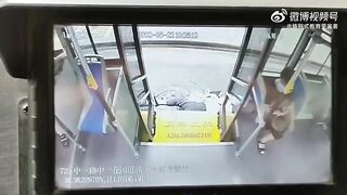 Old Woman Fell Headfirst From Bus On The Street