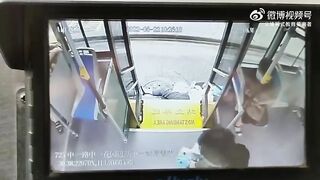 Old Woman Fell Headfirst From Bus On The Street