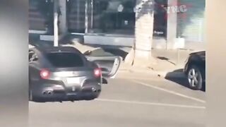 Ferrari Driver Beaten And Robbed In Beverly Hills (2 Angles).