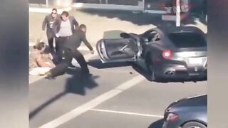 Ferrari Driver Beaten And Robbed In Beverly Hills (2 Angles).