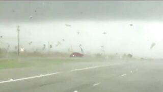 Crazy Footage Shows Pickup Truck Flipped Over By Tornado, Then D