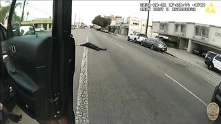Los Angeles Police Department Officers Approach Suspect With Gun And Shoot