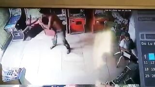Psychotic Man Hits Child On Head With Office Chair