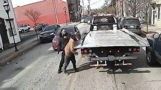 Shocking Video Shows Tow Truck Driver Hit Hard And Knocked To The Ground