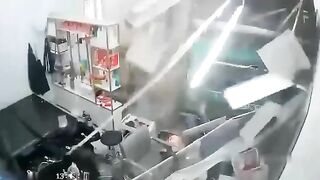 Large Truck Crashes Into Chinese Beauty Salon