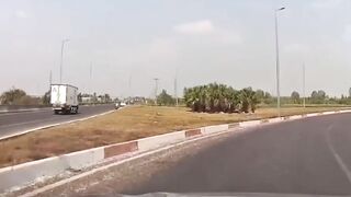 Cyclist Drives The Wrong Way On The Highway And Crashes Into A Truck
