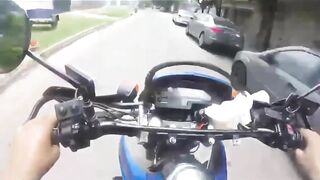 Cowardly Motorcycle Thief Intercepted