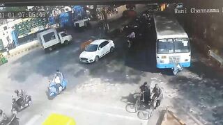 Distraught Woman Crashes Into Bus In India