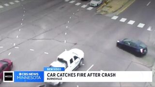 Car Runs Red Light - Car Burns In Minnesota
