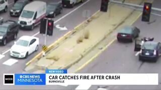 Car Runs Red Light - Car Burns In Minnesota