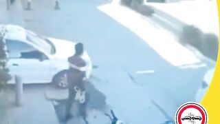 Car Skids On The Road And Causes Accident