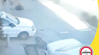 Car Skids On The Road And Causes Accident