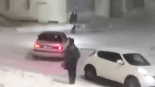 Car Skidding On Icy Road