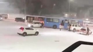 Car Skidding On Icy Road