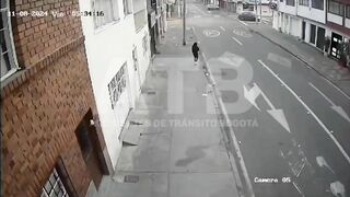 Car Ignores Stop Sign, Hits Bus In Colombia