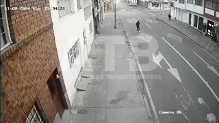 Car Ignores Stop Sign, Hits Bus In Colombia