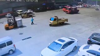 Defenseless Woman Crushed By Forklift
