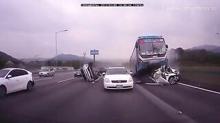 A Bus Lost Control And Collided With A Car On The Highway, Causing A Tragic Chain Accident