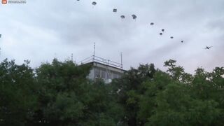 Paratroopers Nearly Collide In Mid-air