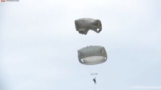 Paratroopers Nearly Collide In Mid-air