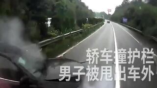 Passenger Thrown From Rear Window Of Car Onto Road