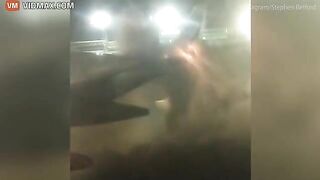 Passengers Scream In Horror As Plane Wing Catches Fire