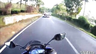 Overtaking Driver Causes Crazy Motorcycle Accident