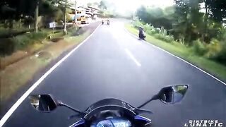 Overtaking Driver Causes Crazy Motorcycle Accident