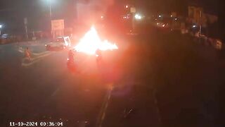 The Driver Was Hit And Caught Fire