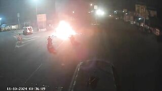 The Driver Was Hit And Caught Fire
